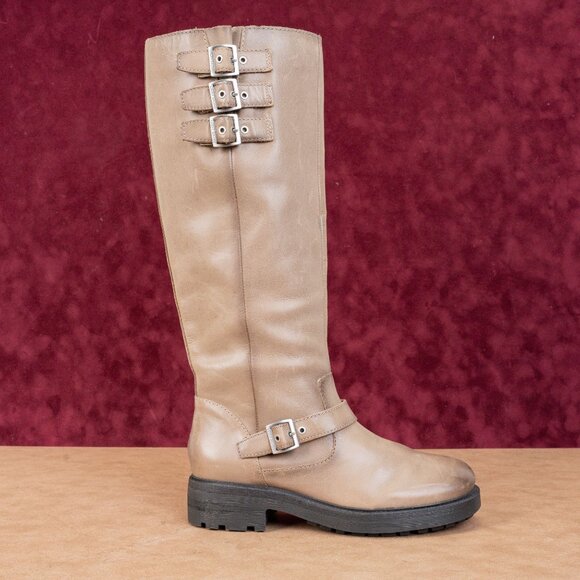 Lucky Brand Women Citere Stone Leather Zip Riding Moto Tall Boots 8US EUR 39 - Picture 3 of 10